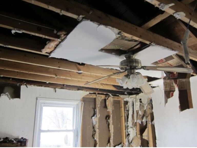 A Cleveland home with fire damage before being restored by Cleveland Water and Fire