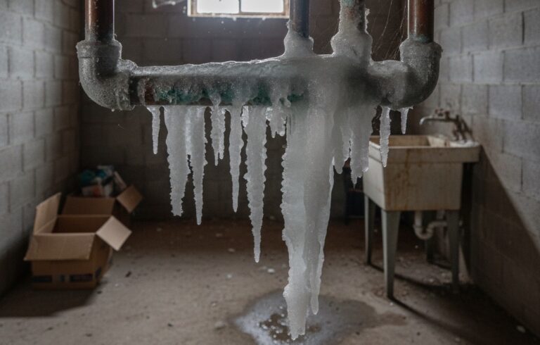 frozen copper pies in basement Large